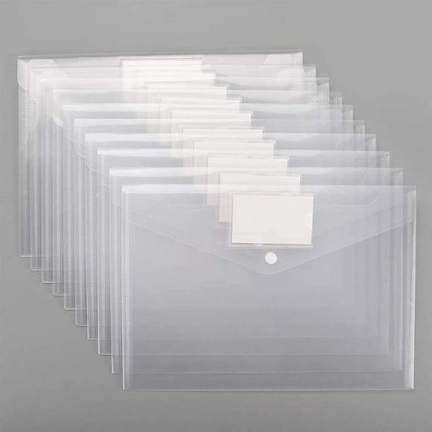 Plastic 20 Pack Envelopes Poly Envelopes, Clear Document Folders A4