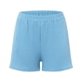 thumbnail image 5 of DHFJKG Women's Summer Linen Shorts Loose Fit Straight Leg Casual High Rise Sports Elastic Waist Shorts With Pockets Solid Color Soft Bottoms, 5 of 6