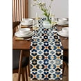 thumbnail image 4 of Blue Geometric Table Runner 72 Inches, Simple Colorful Block Abstract Pattern Bed Runner Dresser Scarves Tabletop for Indoor Outdoor Parties/Ceremony/Banquet, 13" x 72", 4 of 8