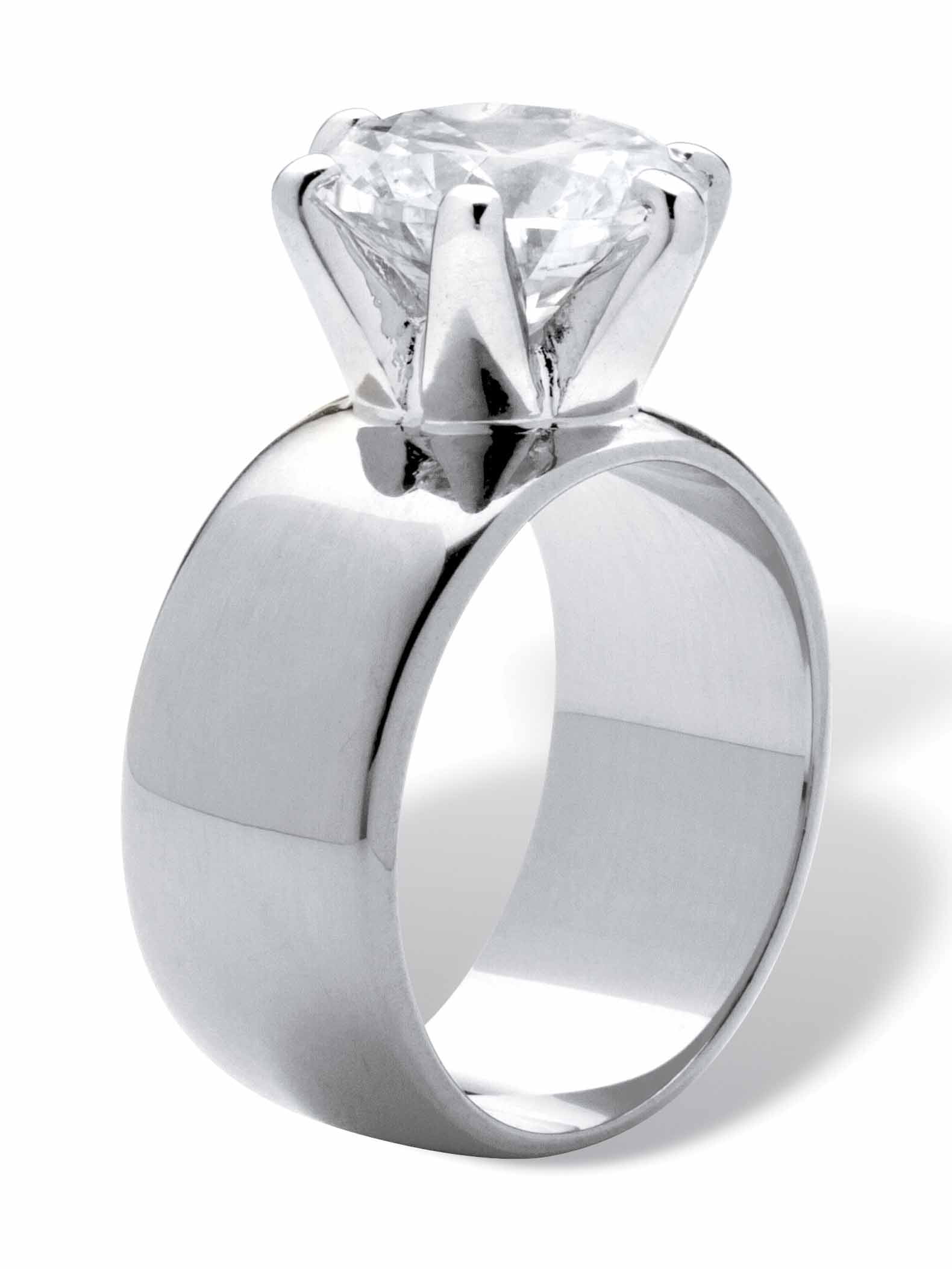 PalmBeach Jewelry 4 TCW Round Cubic Zirconia Solitaire Ring in Gold-Plated, Rose Gold-Plated or Silvertone