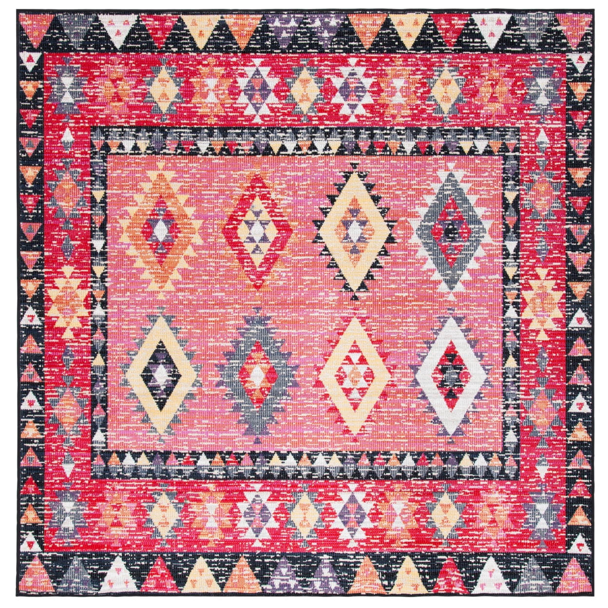 SAFAVIEH Montage Andreas Geometric Indoor/Outdoor Area Rug, Pink/Black, 9' x 12'