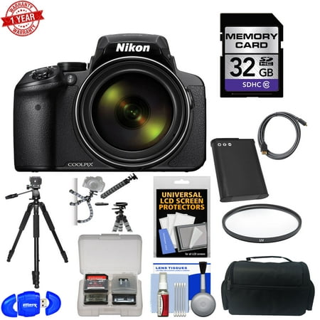 Nikon Coolpix P900 Wi-Fi 83x Zoom Digital Camera with 32GB Card + Battery + Case + Tripod + Filter + HDMI Cable + Kit