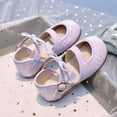 thumbnail image 5 of Hessimy Toddler Girls Dress Shoes Flower Girls Mary Jane Ballet Flats Decorative Pearls Lace-Up Ankle Strap Wedding Communion Princess Shoes sandals school Round headed (Light Purple,1), 5 of 9