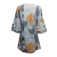 thumbnail image 4 of Robes pour Femmes Robe Mignonne Manches Trois Couches Volant Col en V Ample Imprimé Floral Mini Robe pour Femmes g S, 4 of 4