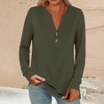thumbnail image 2 of Holzkary Long Sleeve Shirts for Women Women Fashion Casual Long Sleeve Buttons Solid Color Tops Shirts Blouses Tops Coffee S, 2 of 7