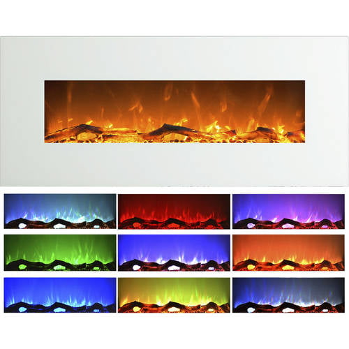50 Inch Wall Mounted Electric Fireplace, Northwest Wall Mounted Electric Fireplace With Dual Color Leds And Remote