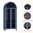 thumbnail image 3 of M optimized Arched Bookcase, Kitchen Pantry Cabinet, 5 Tier Display Shelf with Adjustable Shelf and 2 Large Glass Doors, Versatile Storage Cupboard for Dining Room, Living Room, 3 of 7