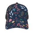 thumbnail image 2 of Picia Colorful Flowers Pattern Trucker Hat,Baseball Cap,Sun Protection Cap,Stylish Headwear,Leisure Cap,Outdoor Sports Cap, 2 of 7