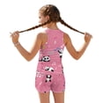 thumbnail image 2 of Psesaysky Panda Music Note Girls Swimsuit Sleeveless Bathing Suit Two Piece Swimsuits for Teen Girls Tankini Swimwear Set Removable Pads 6-15 Years, 2 of 7