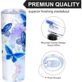thumbnail image 5 of Butterfly Insulated Skinny Tumblers Cup Coffee Mug with Lid Blue 20oz - Reusable Stainless Steel Water Bottle for Hot & Cold Drinks Tea Cup Iced Coffee Travel Mug, 5 of 6