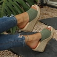 thumbnail image 6 of Samdudou Women Open Toe Espadrilles Platform Sandals Bohemia Summer Wedges Casual Thick Sole Add Height Shoes Fashion Summer Outdoor Beach Slides For Beach, Wedding, 6 of 7