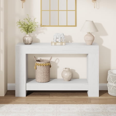 Farmhouse 2-Tier Wooden Console Table with Storage Behind Couch Narrow Entryway Sofa Table for Living Room Hallway