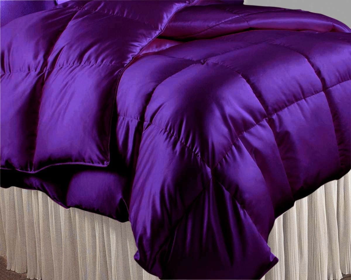 Oversized Queen Comforter Set Satin Plum 500 GSM Duvet Comforter Set