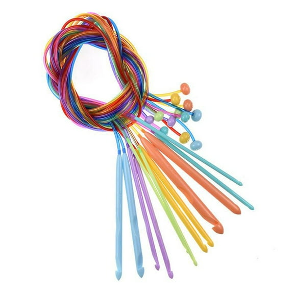 Tunisian Hook Crochet Hook 12Pcs 3.5-12mm Adjoined Plastic Cable Carbonized Flexible Maximum Project Flexibility