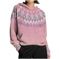thumbnail image 5 of Womens Oversized Sweater Hoodie Western Ethnic Print Knit Pullover Loose Winter Tops Pocket Casual Boho Sweaters (L, Pink), 5 of 7