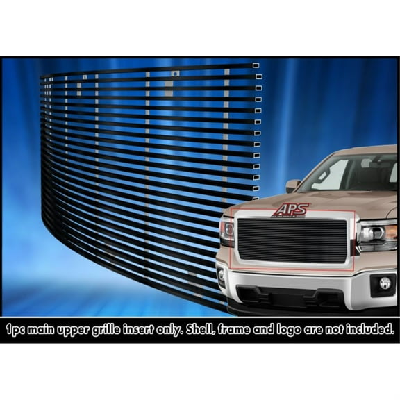 2014-2015 Gmc Sierra 1500 Stainless Steel Black Powder Coated Finish Horizontal Billet Black Stainless Steel Billet Grille