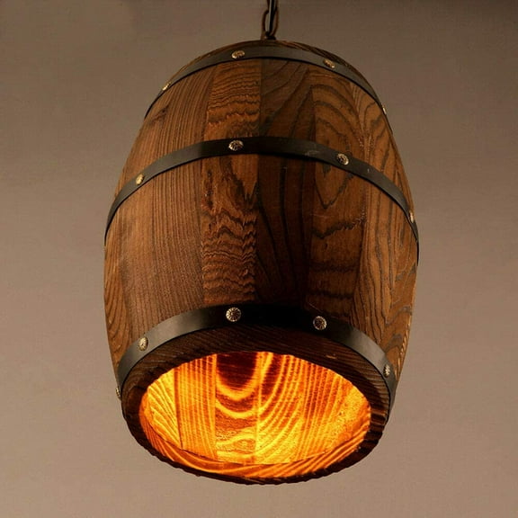 Bar Cafe Lights Wood Wine Barrel Hanging Fixture Ceiling Pendant Lamp Lighting for Island Kitchen,Dining Room,Bedroom,Cafe,Bar,Club-Bulb is not included