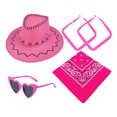 thumbnail image 2 of Unisex Retro Western Cowboy Hat Fashion Wild West Headwear for Men Women Fancy Dress Costume Party Hot Pink One Size, 2 of 5