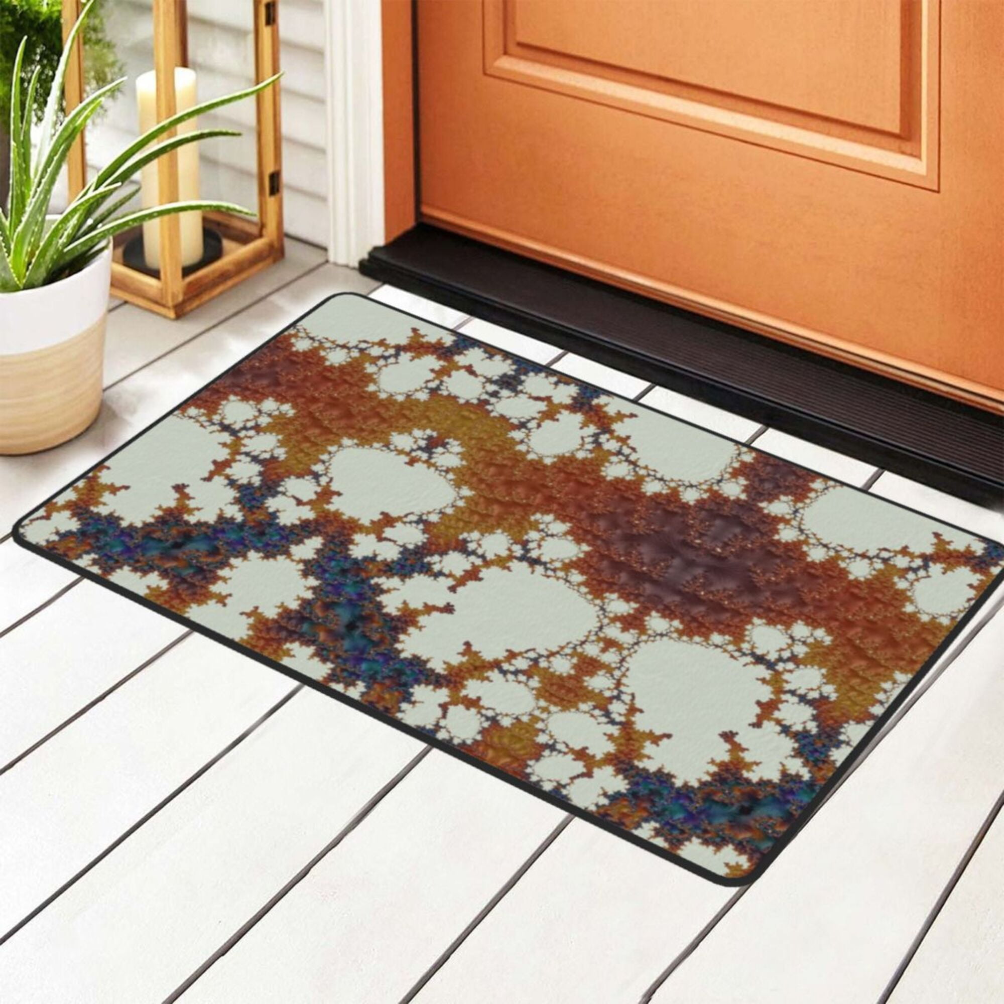 Amida Hallway Indoor Door Mat Aztec Trellis Rugs Non Slip Chenille Fabrics Carpet Small Front Machine Washable Rugs for Entry,Back Door 2'x3', Size