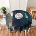 thumbnail image 3 of Abstract Modern Navy Teal Grey Waterproof Picnic Patio Party Round Table Cloth Cover Decorations Fabric 60 Inch Circular Tablecloth for 20-47 Inch Home Dining Room Kitchen Decor, 3 of 6