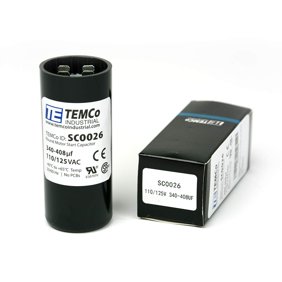 TEMCo 340-408 uF MFD CD60 Start Capacitor 110-125V AC Round | 50/60 Hz
