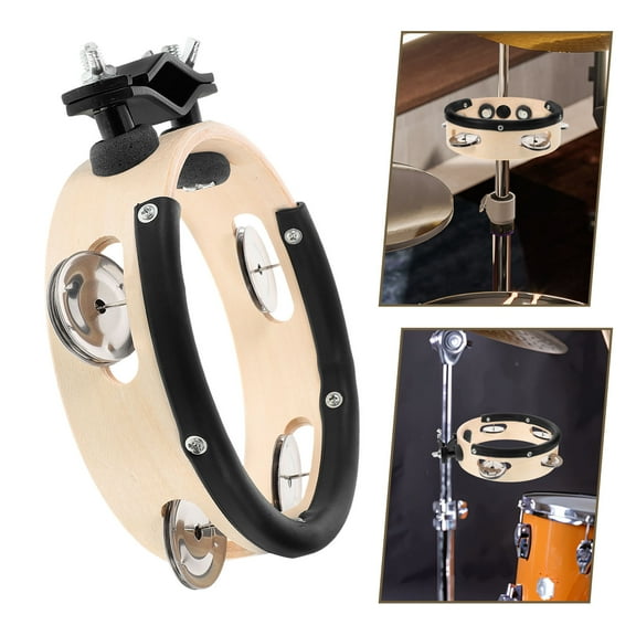 HINTRMENT 1Pack Tambourine Mount For Drum Kit With Wood And Metal For Musicians