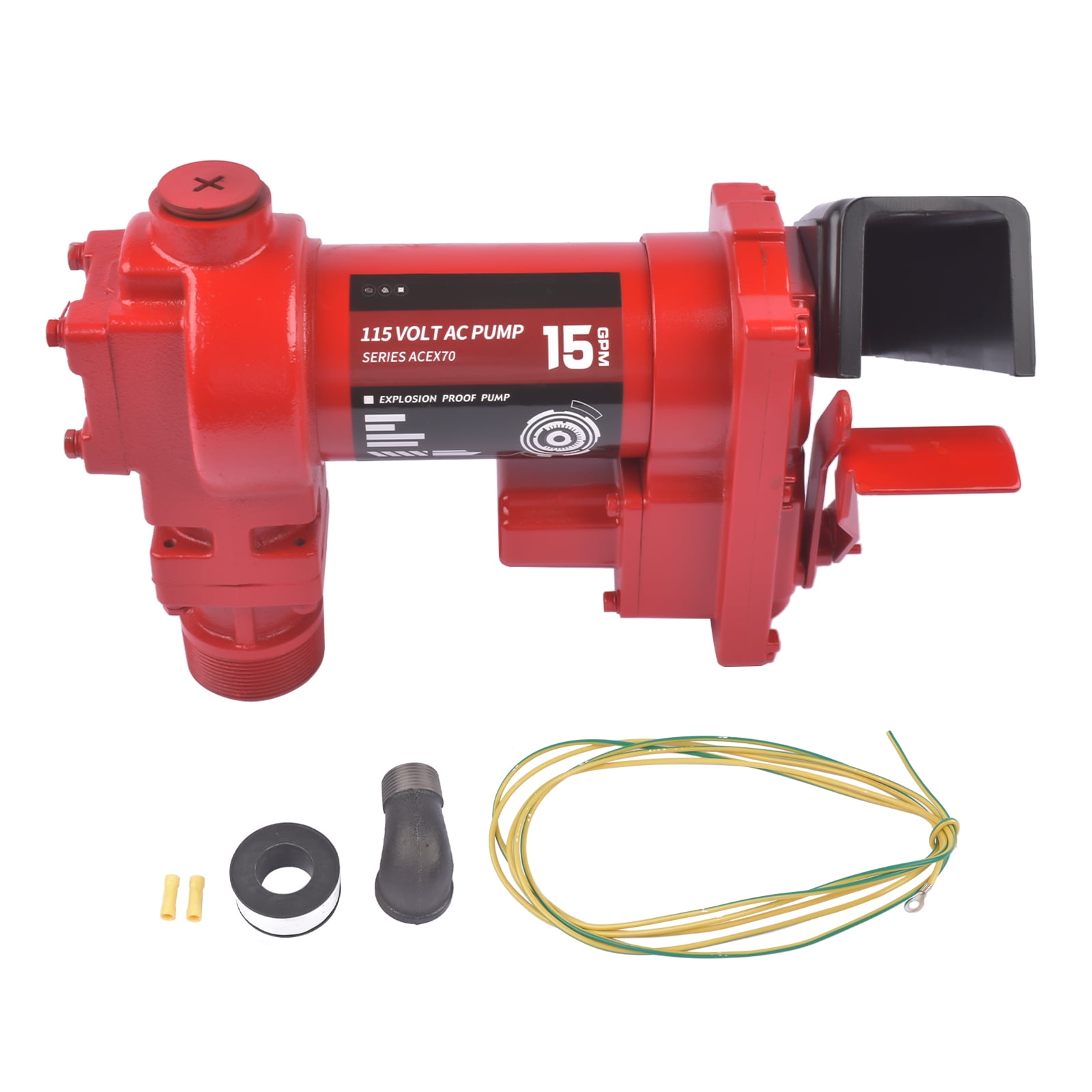 Mustrod Heavy Duty Fuel Transfer Pump 115V 15GPM for Gas Gasoline Kerosene Diesel Truck Tractor Red