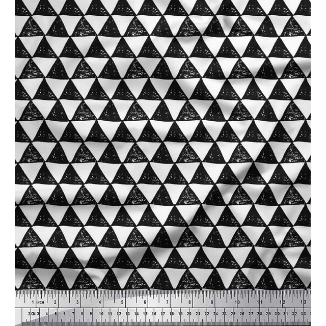 Soimoi Poly Georgette Fabric Geometric Block Fabric Prints by Yard 42 Inch Wide