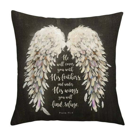 Personalized Planet He Will Cover You With His Feathers Psalm 91:4 Throw Pillow with White Removable Cover, 17x17