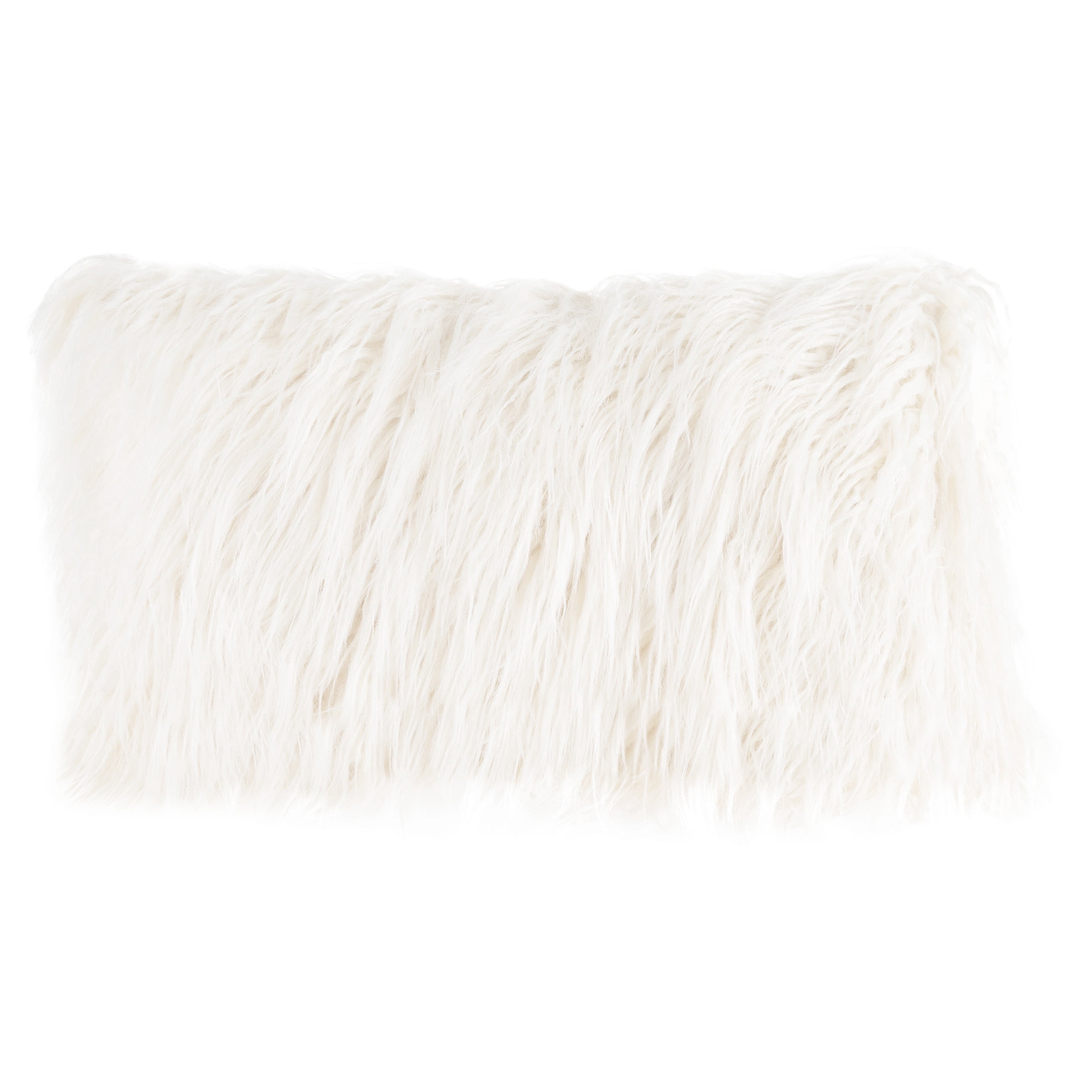 Somerset Home Mongolian Faux Fur Lumbar Pillow Cover & Insert- White, Adult, 1-piece