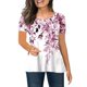 thumbnail image 3 of Gibobby Blusa de Trabajo de Manga Corta Camiseta manga corta con cuello redondo y estampado floral para mujer(Verde,CH), 3 of 4