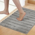 thumbnail image 2 of Unique Bargains Soft Stripe Bathroom Rug Rubber Backing Quick Dry Bath Rug Grey 20" x 32", 2 of 7