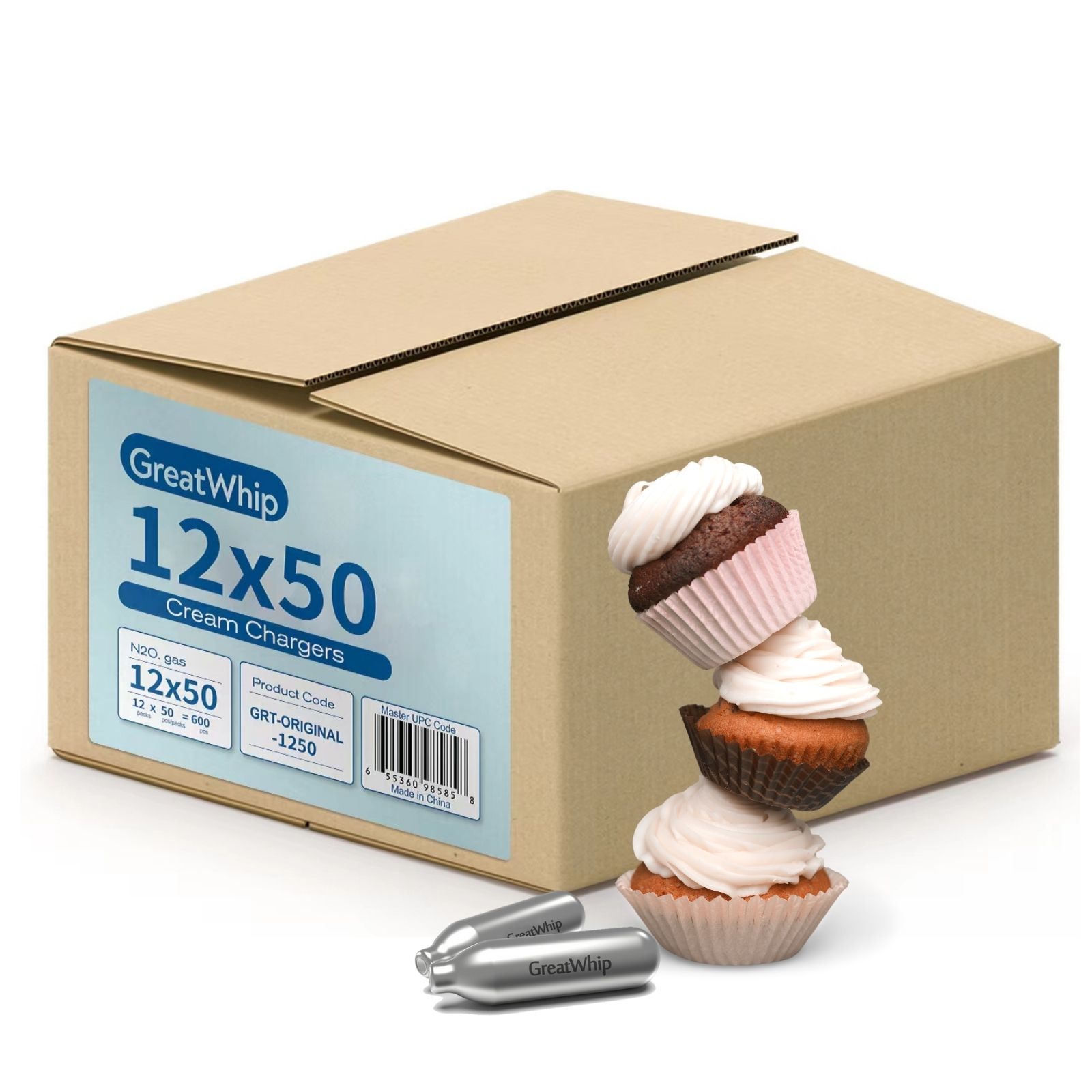 Great Whip 8gm N2O Whipped Cream Chargers 600 Pack Nitrous Oxide