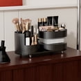thumbnail image 2 of Organizador de maquillaje giratorio Cateissary caja de almacenamiento con soporte para brochas color blanco, 2 of 6