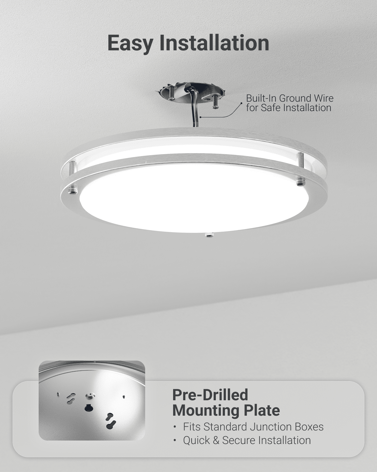 Sunco 12 Inch LED Ceiling Mount Light Fixture, Close to Ceiling Round Flat Light, 18W, 1300 LM, Selectable CCT 2700K/3000K/4000K/5000K/6000K, Nickel Coated, Dimmable, Hardwired ETL 2 Pack