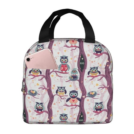 Insulated Lunch Bag for Women Men - Purple Tree Owls Leakproof Cooler Lunch Box for Women Men  Lunch Tote Bags for Work School Picnic Travel