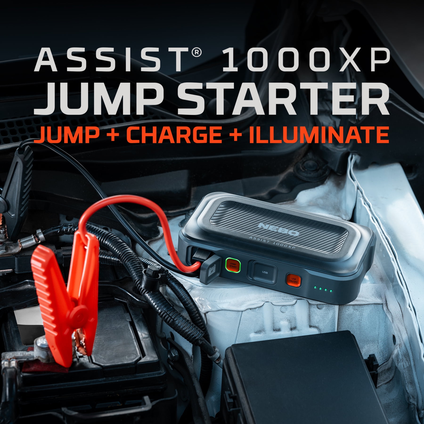 NEBO Assist 1000 Amps Jump Starter with Power Bank and Emergency Light