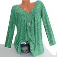 thumbnail image 2 of JINMGG Clearance Womens Tops,Women Plus Size Long Sleeved V-Neck Print Blouse Pullover Tops Shirt,Green S, 2 of 8