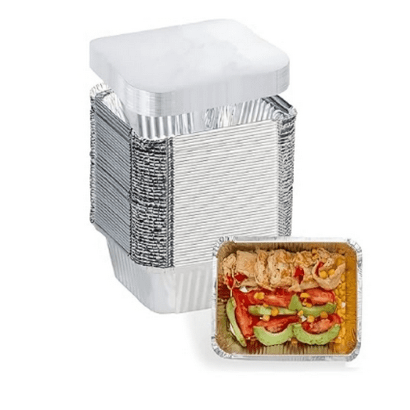 Small Aluminum Pans with Lids -(5"×4"×1.8") 1 LB Capacity Tin Foil Food Containers with Lids - 40 Pans and 40 Lids - for Cooking, Baking, Meal Prep