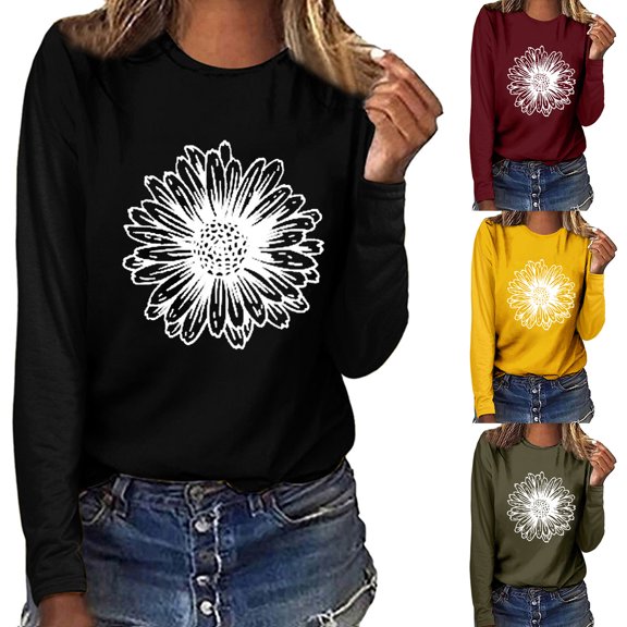 FengLS Womens Casual Loose T Shirts Long Sleeve Blouses Tunic Tops with Pockets