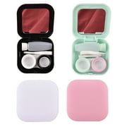 D-GROEE 2Pack Colorful Contact Lens Box Holder Container, Outdoor Mini Contact Lens Soak Storage Kit with Mirror Solution Bottle and Tweezers for Travel&Home