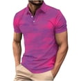 thumbnail image 2 of COSFO Mesh Polo Shirts for Men Gradient Short Sleeve Tops Collared Pullover Lightweight Regular Fit Mens Graphic Tees, 2 of 5