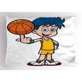 thumbnail image 2 of Ambesonne Sports Pillow Sham, Boys Basketball, 36" X 20", Multicolor, 2 of 2
