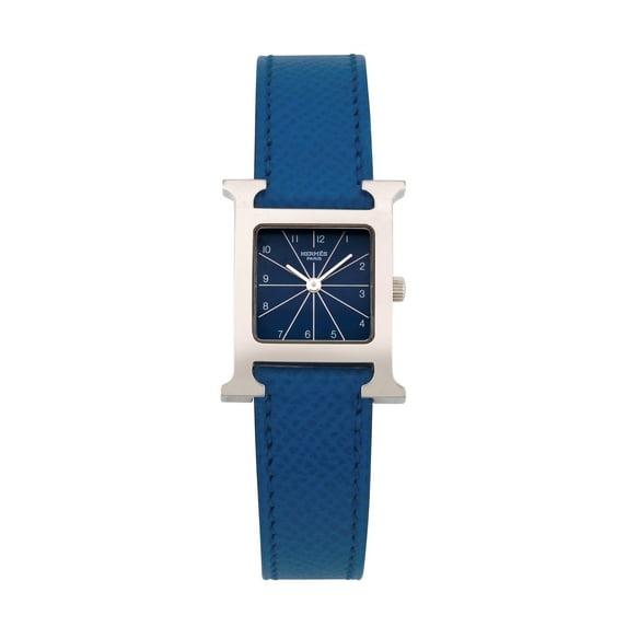 Pre-Owned Hermes Women's H Watch 21mm X 30mm Blue leather Wristwatch
