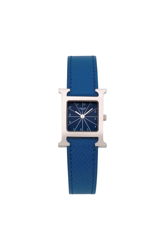 Pre-Owned Hermes Women's H Watch 21mm X 30mm Blue leather Wristwatch