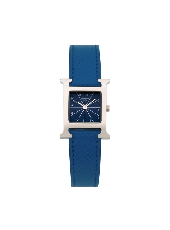 Pre-Owned Hermes Women's H Watch 21mm X 30mm Blue leather Wristwatch
