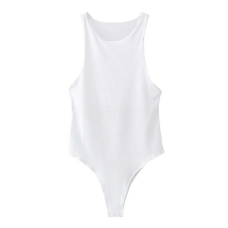 

Bodysuit Shapewear for Women Back Sleeveless Jumpsuit Gift for Girls Ladies S White
