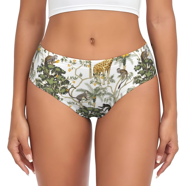 Fotbe Vintage Animals Palm Tree Calzones Estampados para Mujer – Ropa Interior de Algodón, Cómoda, Suave y Elástica-X-Large