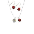 thumbnail image 2 of Delight Jewelry Two-tone XOXO Spinner Red Lucky Ladybug Necklace and Dangle Earrings Set, 2 of 6