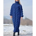 thumbnail image 1 of Robe Maxi Tricotée d'Hiver pour Femmes à Manches Longues et Col Montant, 1 of 2